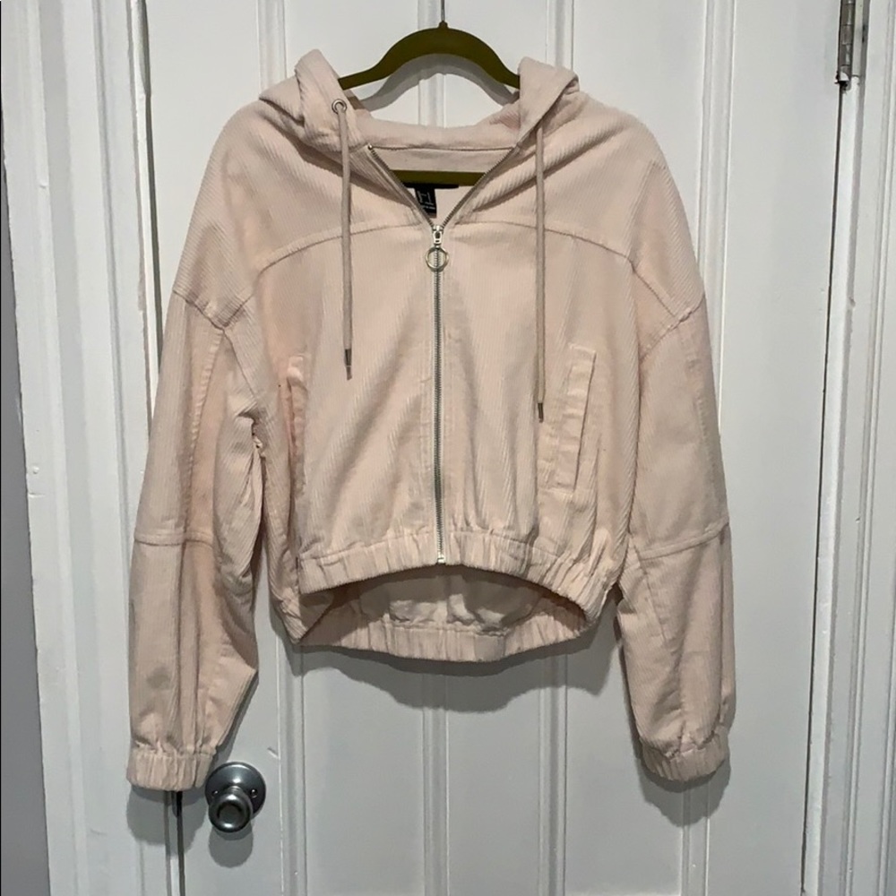 baby pink corduroy cropped jacket size large